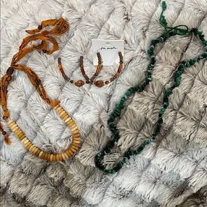 Free People Jewelry Bundle  Two Necklaces and One Pair of Hoops